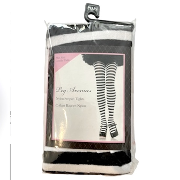 Leg Avenue Women's Nylon Striped Tights Women’s Plus Size 1X/2X - Picture 6 of 9